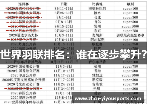 世界羽联排名：谁在逐步攀升？